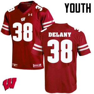 Youth Wisconsin Badgers NCAA #38 Sam DeLany Red Authentic Under Armour Stitched College Football Jersey NI31V63YQ